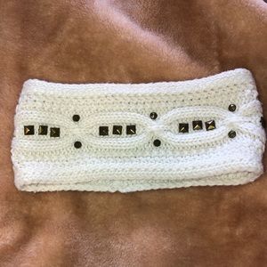 White jeweled knit headband(for cold weather)